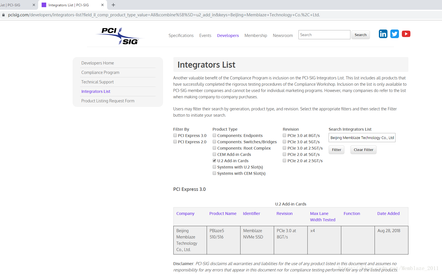 PCI-SIG Integrators List