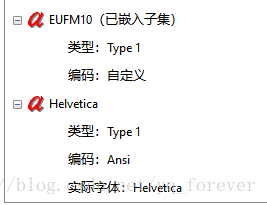 EUFM10已嵌入，Helvetica未嵌入