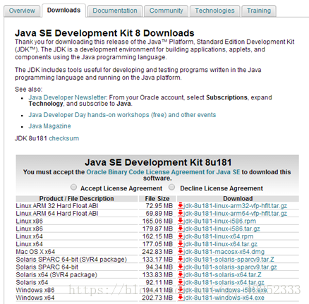 JDK下载界面