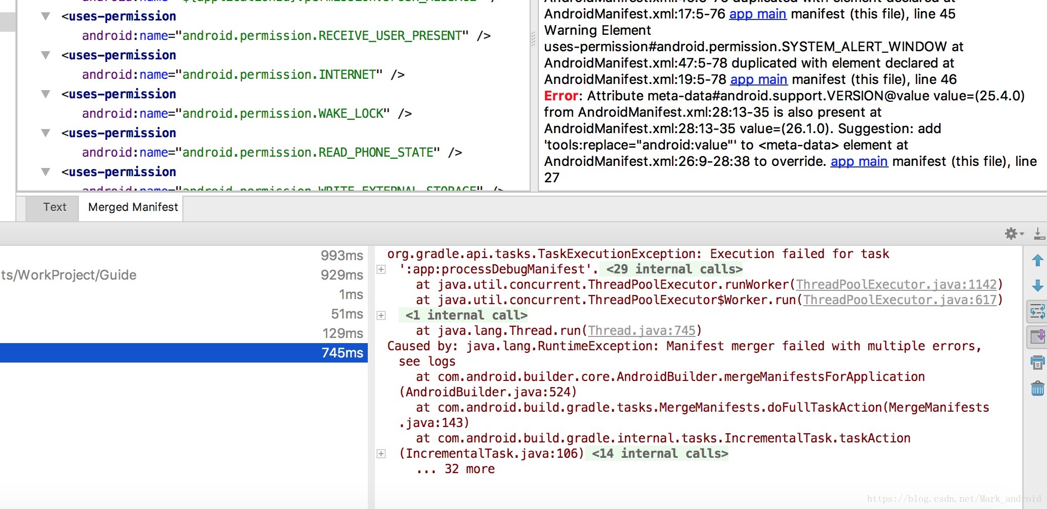 : Manifest merger failed with multiple errors, see  logs_胡烨枫的博客-CSDN博客