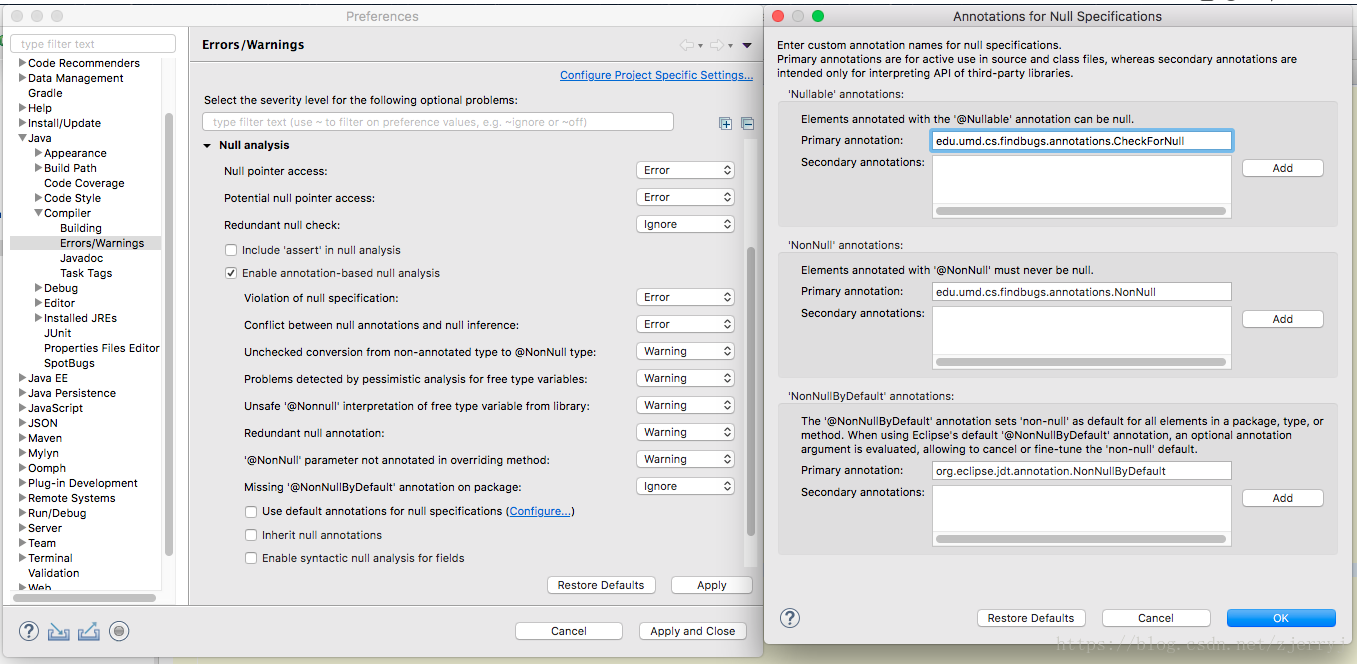 Eclipse null analysis