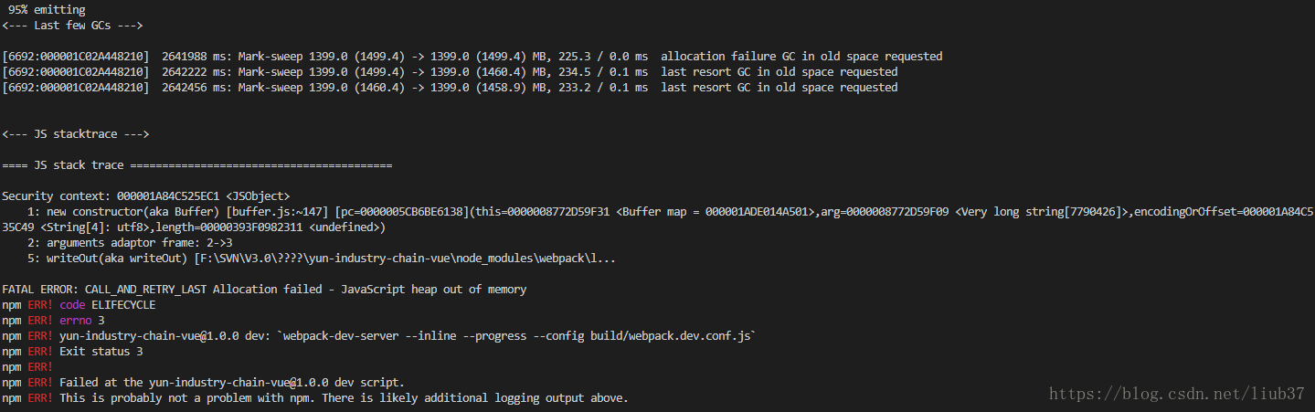 FATAL ERROR: CALL_AND_RETRY_LAST Allocation failed - JavaScript heap out of memory