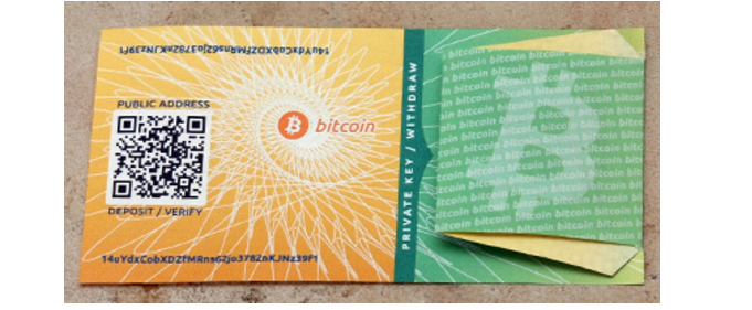 圖4-11 通過bitcoinpaperwallet.com 生成的、私鑰被密封住的紙錢包