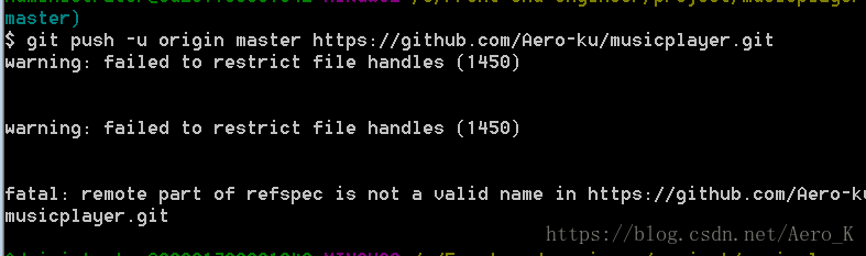 git push失败报错remote part of refspec is not a valid name in ...，求解决