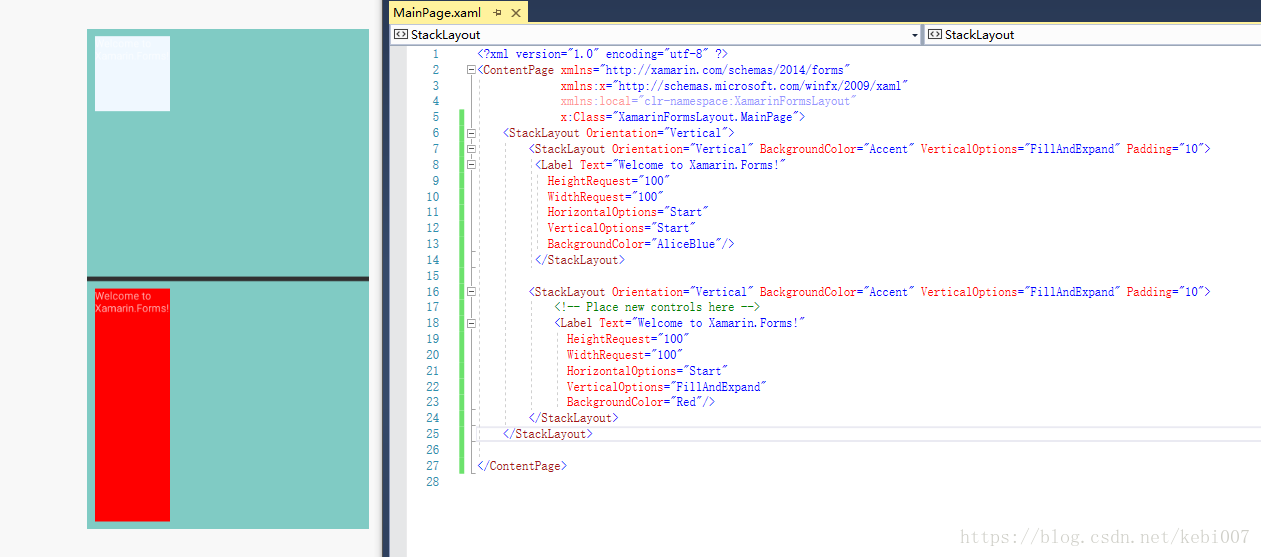 xamarin forms常用的布局stacklayout详解