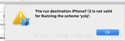 The run destination "设备名称" is not valid for Running the scheme '项目名称'.