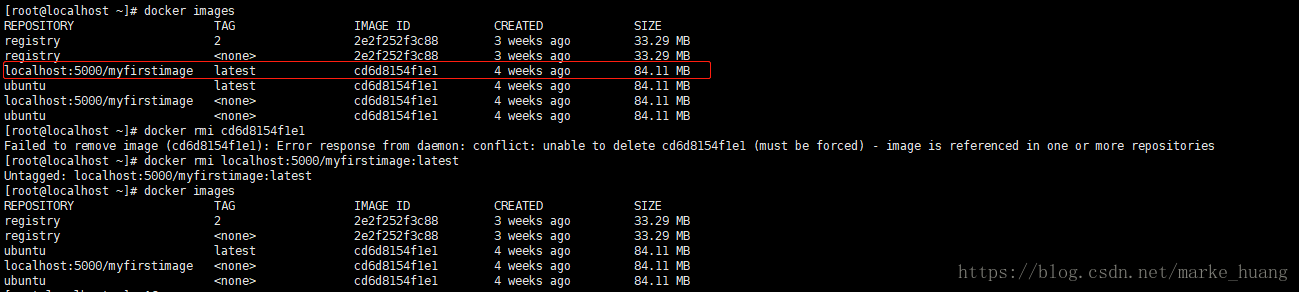 docker镜像在一个或多个存储库中引用删除报错