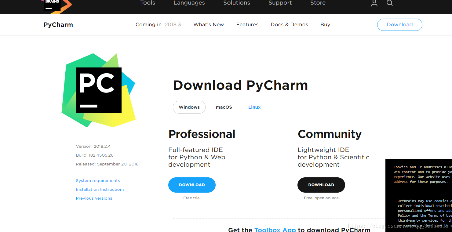 PyCharm下载页面DownLoad就是下载