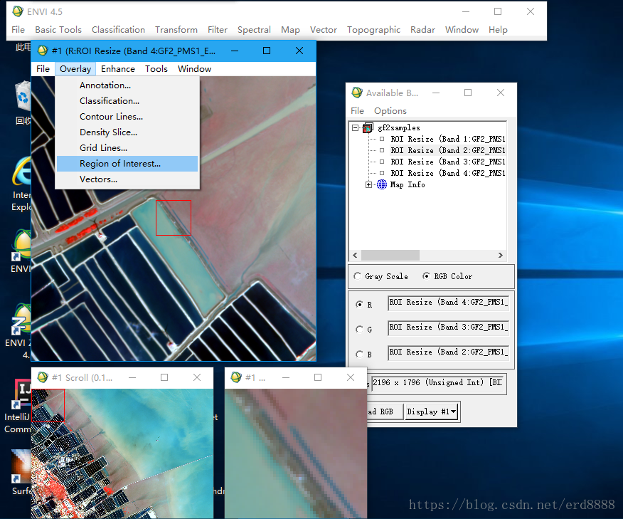 1、首先使用ENVI打开一张遥感影像并打开Region of interest...