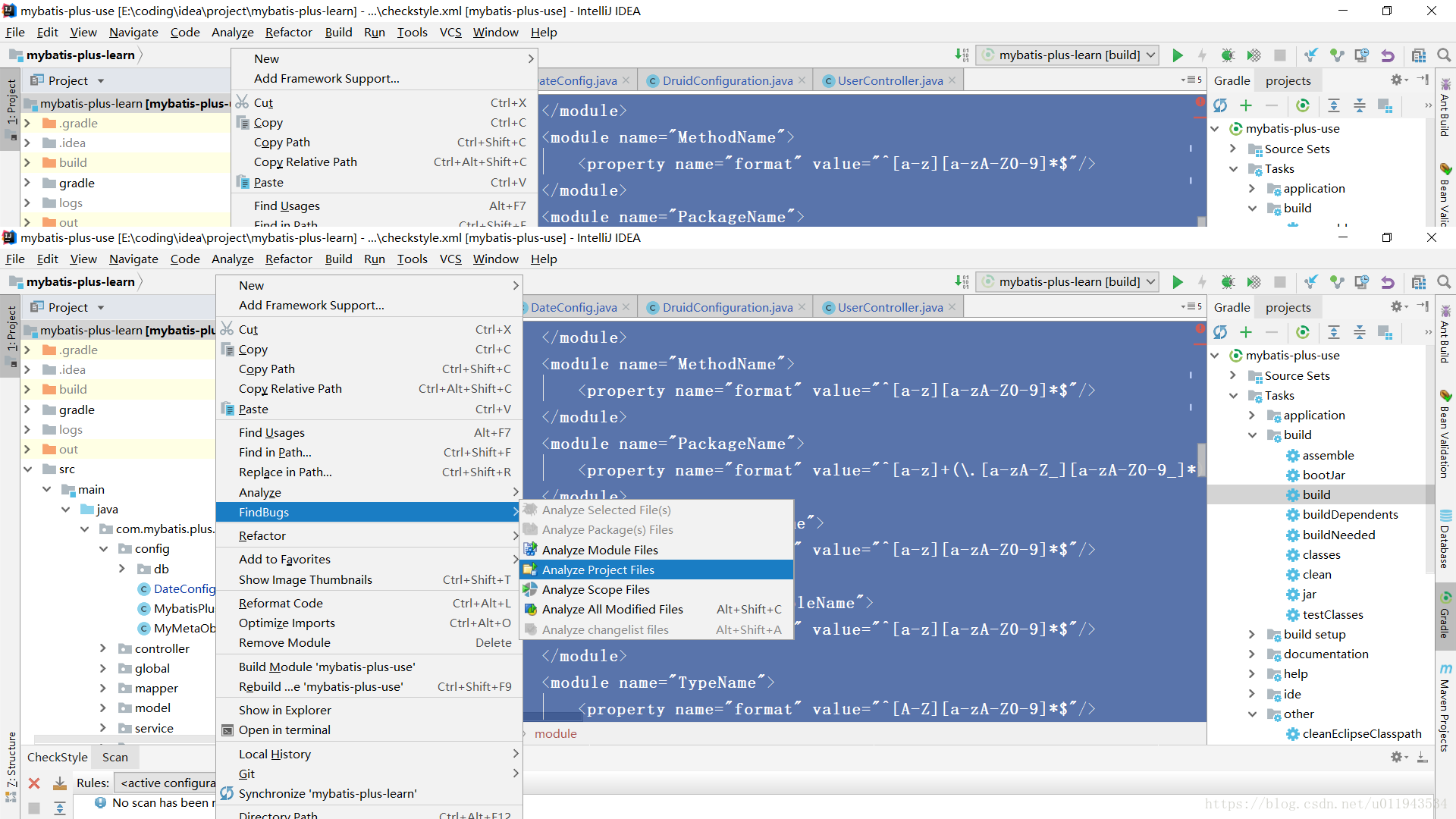 Intellij IDEA 使用checkstyle、pmd、findbugs检查静态代码质量