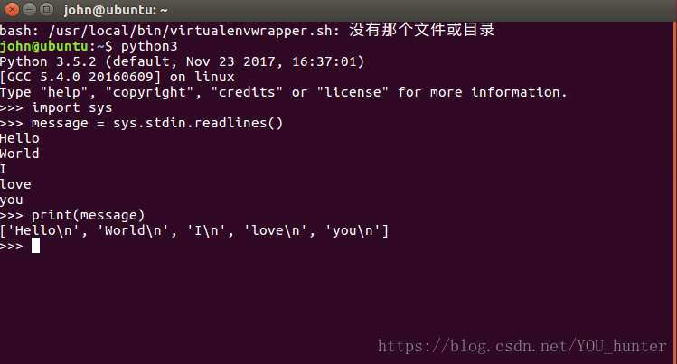 Python交互式中sys Stdin Readlines 输入与输出 You Hunter的博客 程序员资料 程序员资料