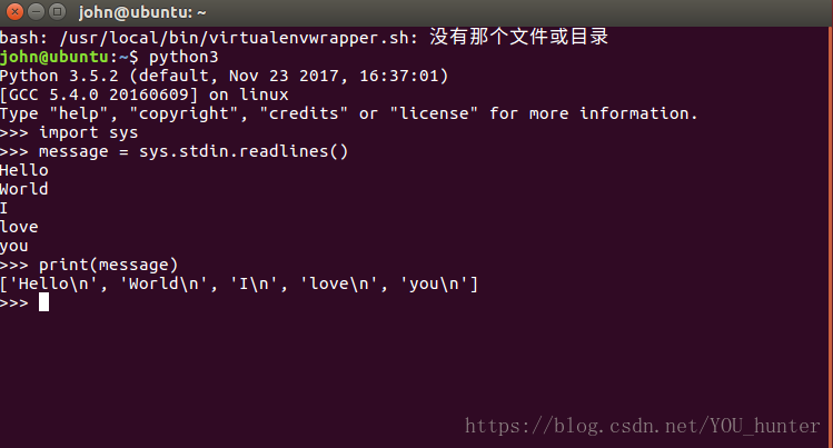 Python交互式中sys Stdin Readlines 输入与输出 You Hunter的博客 程序员宅基地 程序员宅基地