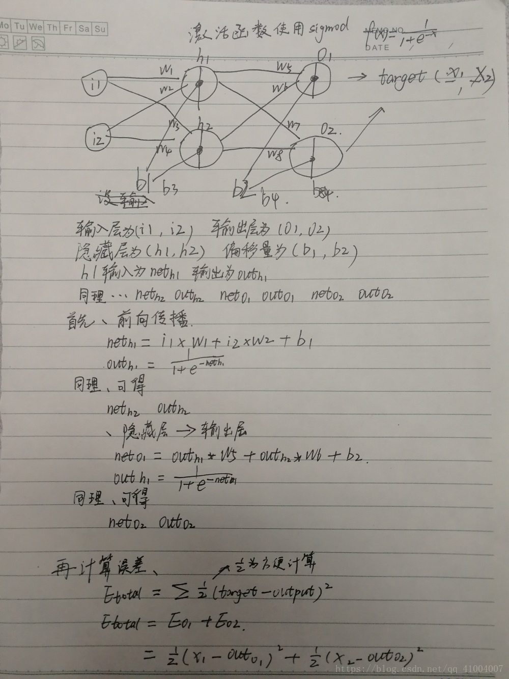 神经网络--反向传播（手算）