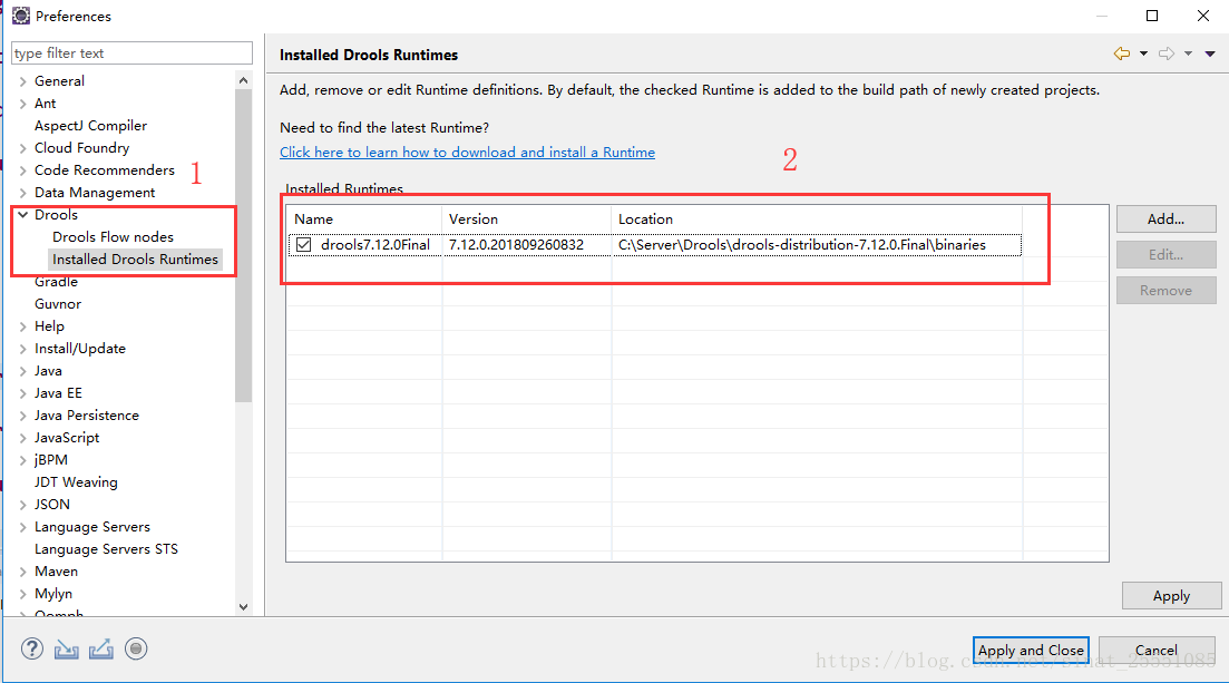 Drools7.12.0教程：Eclipse中安装Drools插件和Drools 运行时_drools eclipse 插件CSDN博客