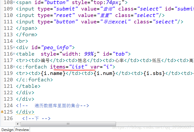 jsp页面  用c标签来循环遍历数据库某表中里面的数据   但是页面不显示数据